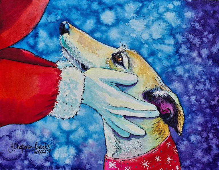 colourful Greyhound watercolour