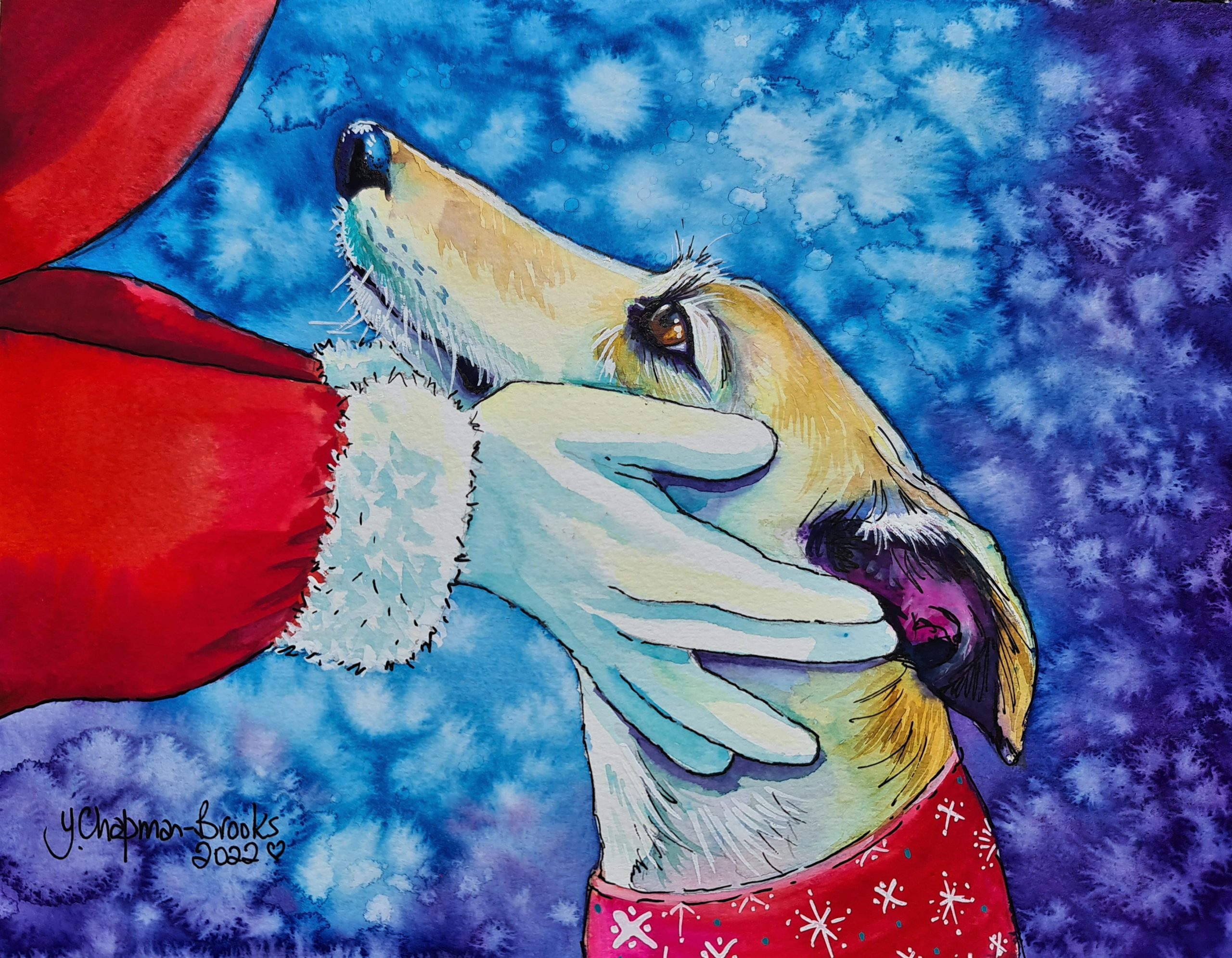 colourful Greyhound watercolour
