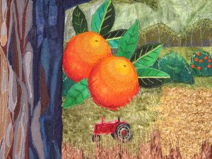 finishing touches, oranges Four season of Harvey quilt