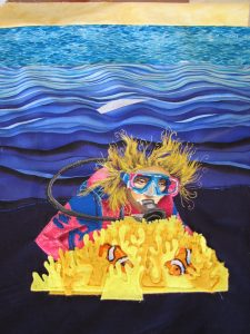 diver panel Colours of the tropics quilt by Yvonne Chapman Brooks