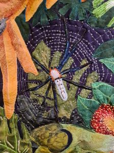 Orb spider, colours of the tropics by Yvonne Chapman Brooks
